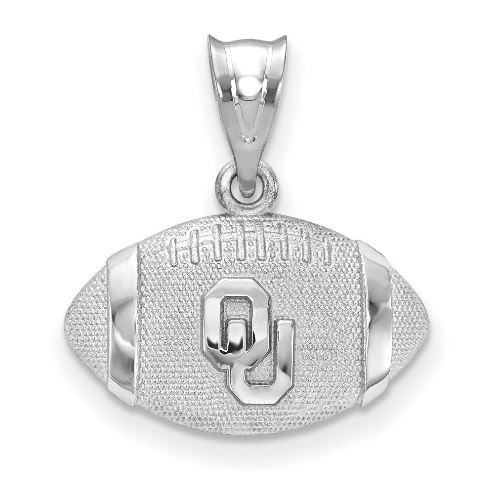 Sterling Silver Rhodium-plated LogoArt University of Oklahoma O-U Football Pendant