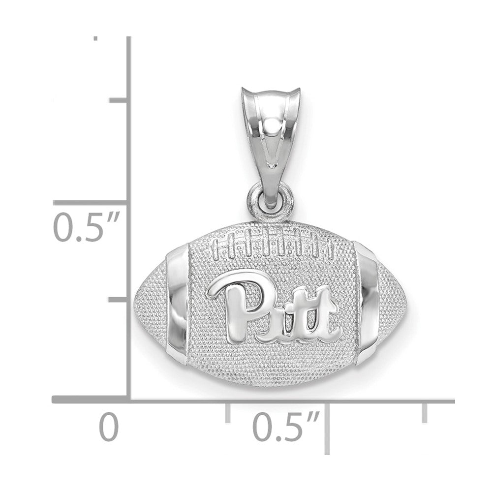 Sterling Silver Rhodium-plated LogoArt University of Pittsburgh Domed Football Pendant