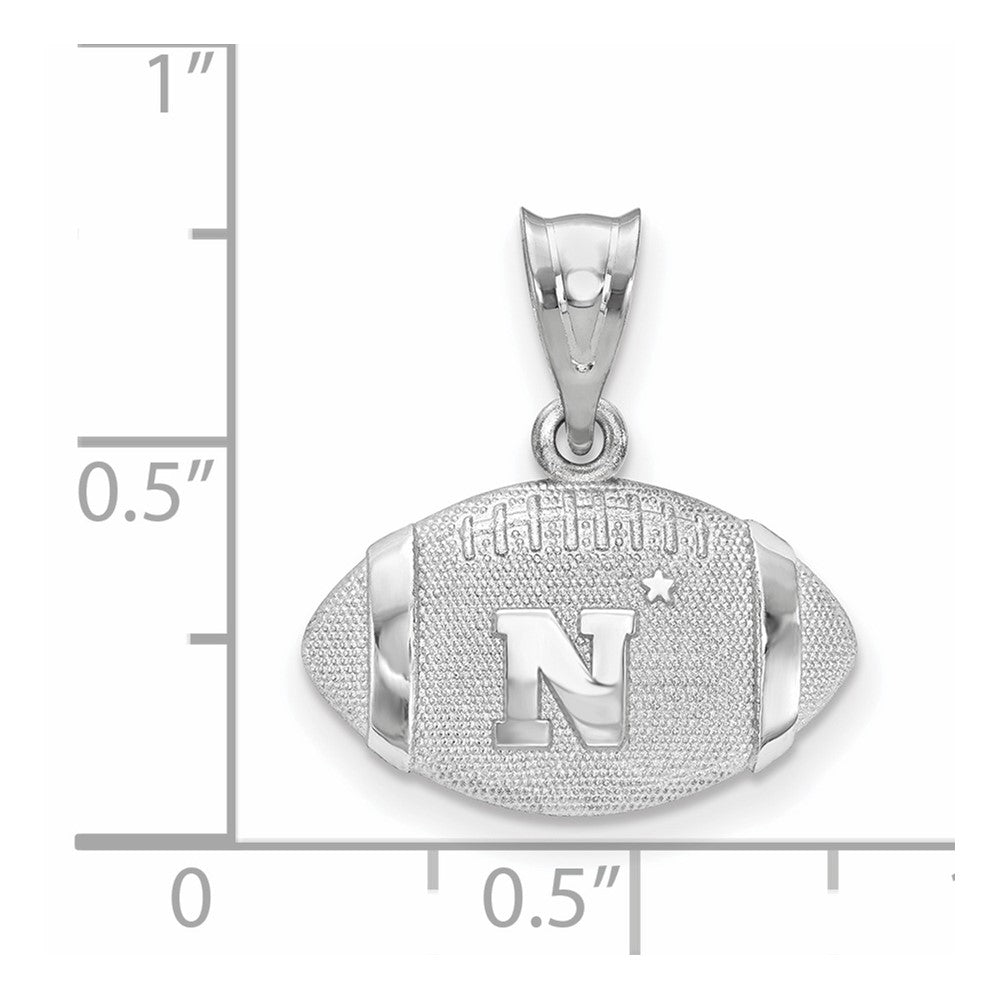 Sterling Silver Rhodium-plated LogoArt United States Naval Academy Football Pendant