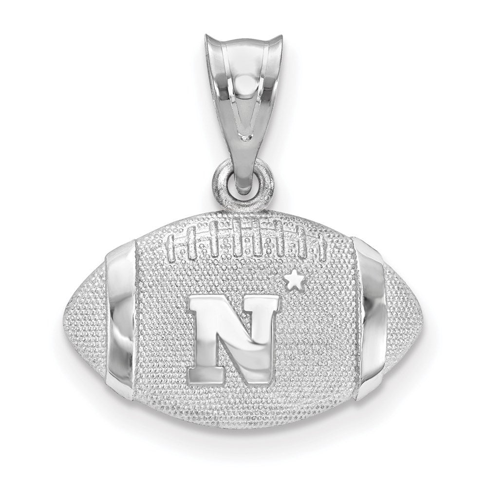 Sterling Silver Rhodium-plated LogoArt United States Naval Academy Football Pendant