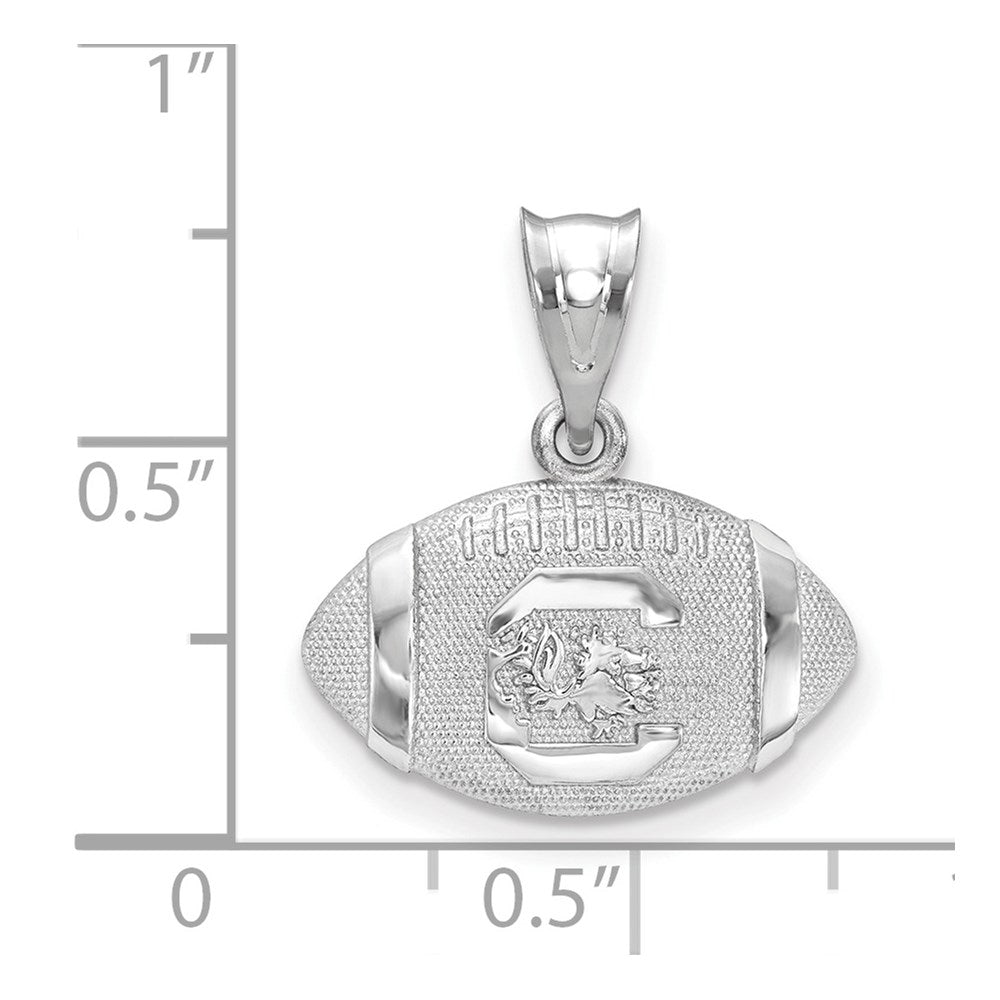 Sterling Silver Rhodium-plated LogoArt University of South Carolina Football Pendant