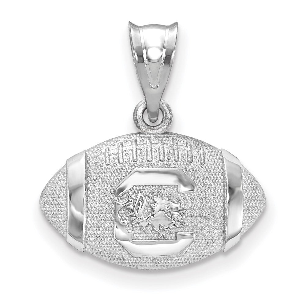 Sterling Silver Rhodium-plated LogoArt University of South Carolina Football Pendant