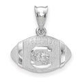 Sterling Silver Rhodium-plated LogoArt University of South Carolina Football Pendant