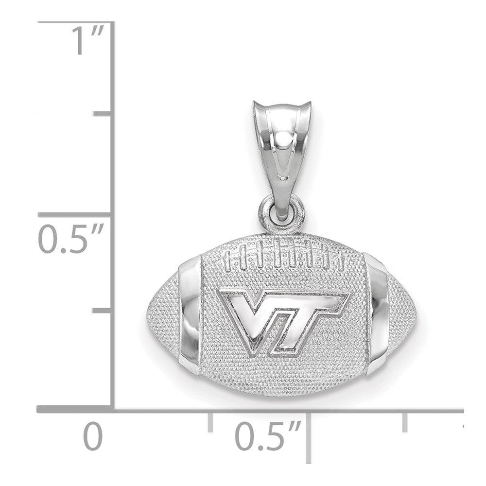 Sterling Silver Rhodium-plated LogoArt Virginia Tech V-T Football Pendant