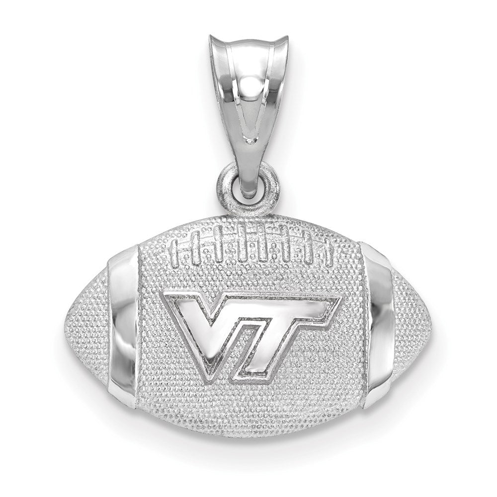 Sterling Silver Rhodium-plated LogoArt Virginia Tech V-T Football Pendant