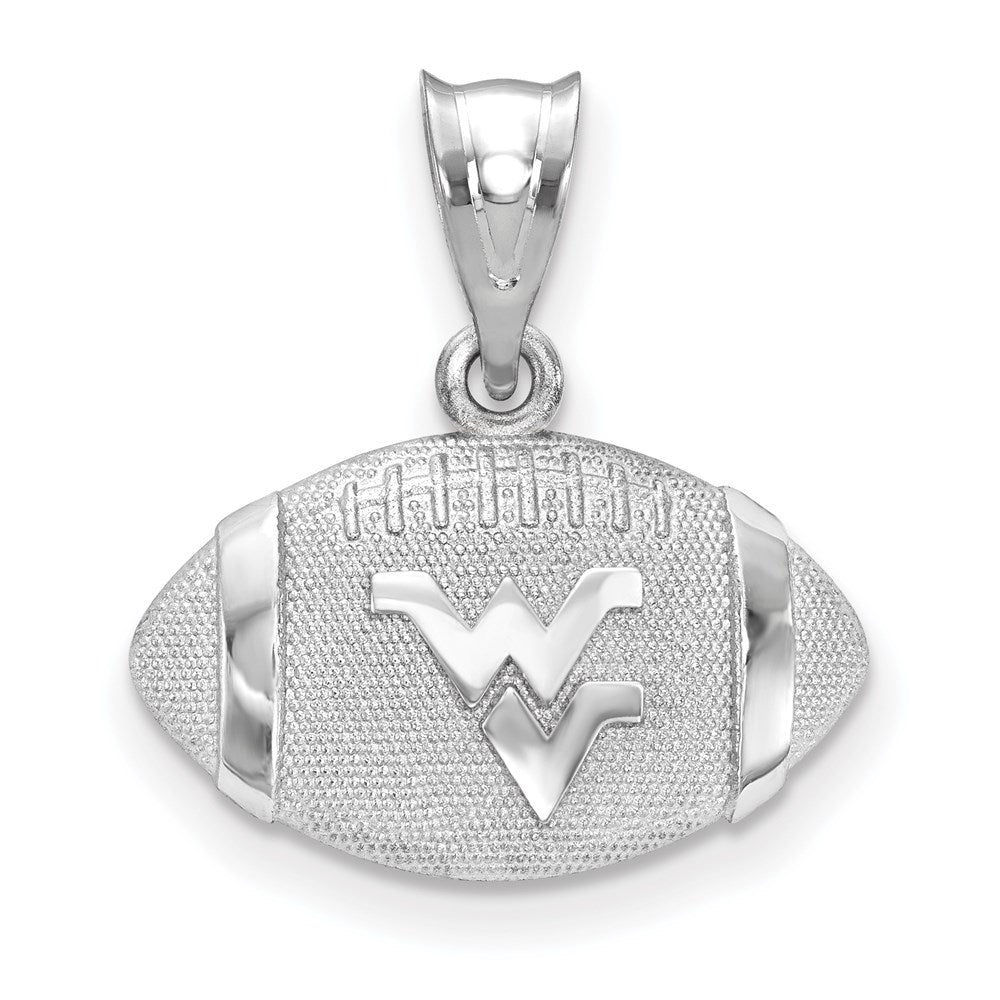 Sterling Silver Rhodium-plated LogoArt West Virginia University W-V Football Pendant