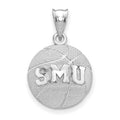 Sterling Silver Rhodium-plated LogoArt Southern Methodist University S-M-U Basketball Pendant