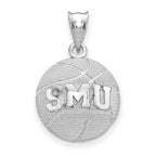 Sterling Silver Rhodium-plated LogoArt Southern Methodist University S-M-U Basketball Pendant