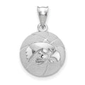 Sterling Silver Rhodium-plated LogoArt The University of Iowa Hawk Basketball Pendant