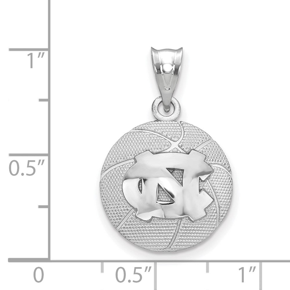 Sterling Silver Rhodium-plated LogoArt University of North Carolina N-C Basketball Pendant
