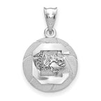 Sterling Silver Rhodium-plated LogoArt University of South Carolina Basketball Pendant