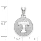 Sterling Silver Rhodium-plated LogoArt University of Tennessee Letter T Basketball Pendant