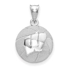 Sterling Silver Rhodium-plated LogoArt University of Wisconsin Basketball Pendant