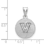 Sterling Silver Rhodium-plated LogoArt Villanova University Letter V Basketball Pendant