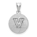Sterling Silver Rhodium-plated LogoArt Villanova University Letter V Basketball Pendant