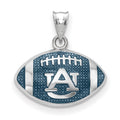 Sterling Silver Rhodium-plated LogoArt Auburn University Enameled Football Pendant
