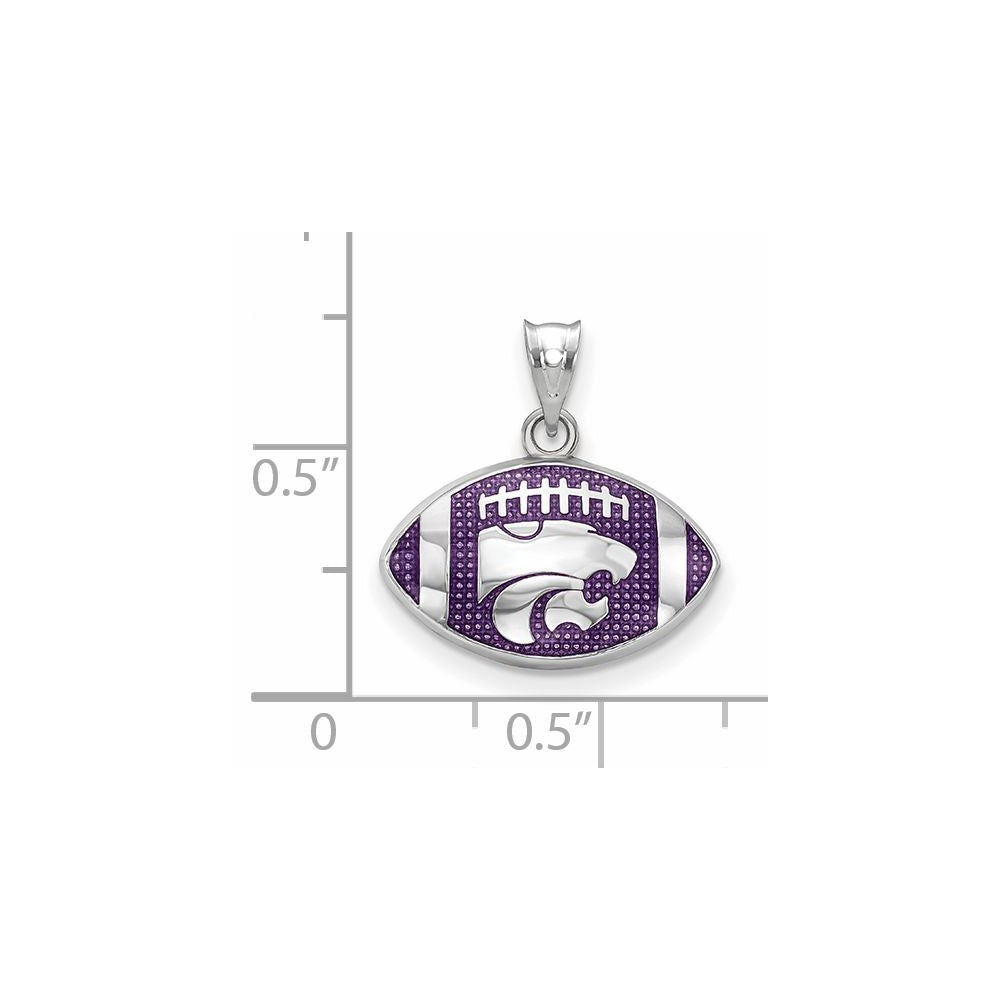 Sterling Silver Kansas State Univ. Wildcat Enameled Football Pendant