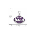 Sterling Silver Rhodium-plated LogoArt Louisiana State University L-S-U Enameled Football Pendant