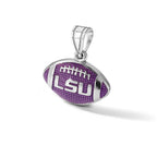 Sterling Silver Rhodium-plated LogoArt Louisiana State University L-S-U Enameled Football Pendant
