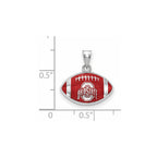 Sterling Silver Rhodium-plated LogoArt The Ohio State University Enameled Football Pendant