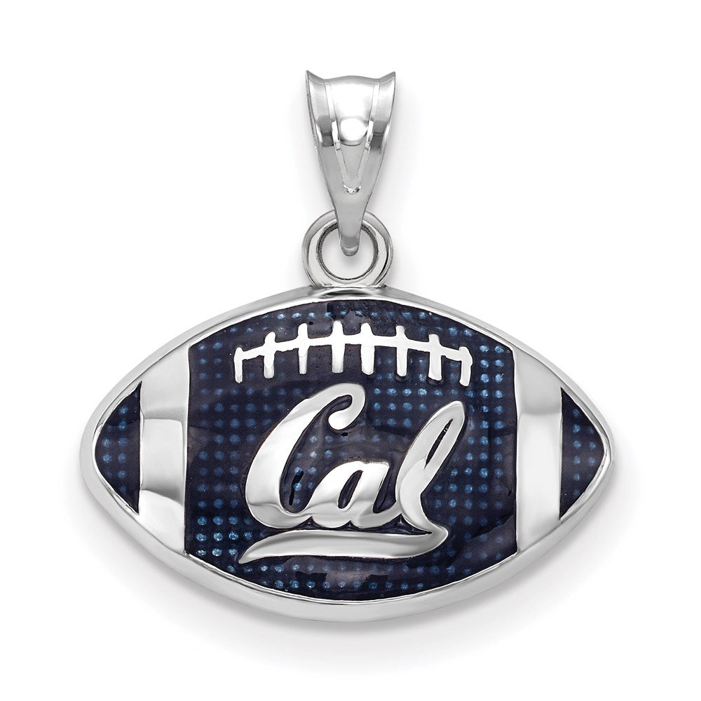 Sterling Silver Rhodium-plated LogoArt University of California Berkeley Enameled Football Pendant