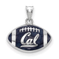 Sterling Silver Rhodium-plated LogoArt University of California Berkeley Enameled Football Pendant