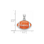 Sterling Silver Rhodium-plated LogoArt University of Florida Gators Script Enameled Football Pendant
