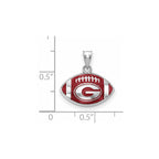 Sterling Silver Rhodium-plated LogoArt University of Georgia Letter G Enameled Football Pendant