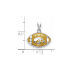 Sterling Silver Rhodium-plated LogoArt The University of Iowa Hawk Enameled Football Pendant