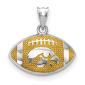 Sterling Silver Rhodium-plated LogoArt The University of Iowa Hawk Enameled Football Pendant