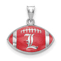 Sterling Silver Rhodium-plated LogoArt Univ. of Louisville Letter L Enameled Football Pendant