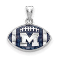 Sterling Silver Rhodium-plated LogoArt University of Michigan Letter M Enameled Football Pendant
