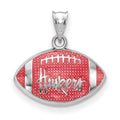 Sterling Silver Rhodium-plated LogoArt University of Nebraska Huskers Enameled Football Pendant