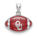 Sterling Silver Rhodium-plated LogoArt Univ. of Oklahoma O-U Enameled Football Pendant