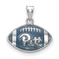 Sterling Silver Rhodium-plated LogoArt University of Pittsburgh Domed Enameled Football Pendant