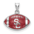 Sterling Silver Rhodium-plated University of Southern California Enameled S-C Football Pendant