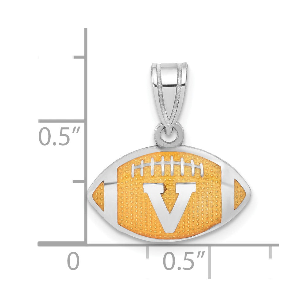 Sterling Silver Rhodium-plated LogoArt University of Virginia Enameled Football Pendant