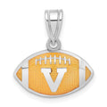 Sterling Silver Rhodium-plated LogoArt University of Virginia Enameled Football Pendant