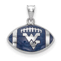 Sterling Silver Rhodium-plated LogoArt West Virginia University W-V Enameled Football Pendant