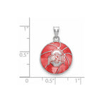 Sterling Silver Rhodium-plated LogoArt The Ohio State University Enameled Basketball Pendant