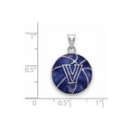 Sterling Silver Rhodium-plated LogoArt Villanova University Letter V Enameled Basketball Pendant