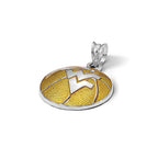 Sterling Silver Rhodium-plated LogoArt West Virginia University W-V Enameled Basketball Pendant