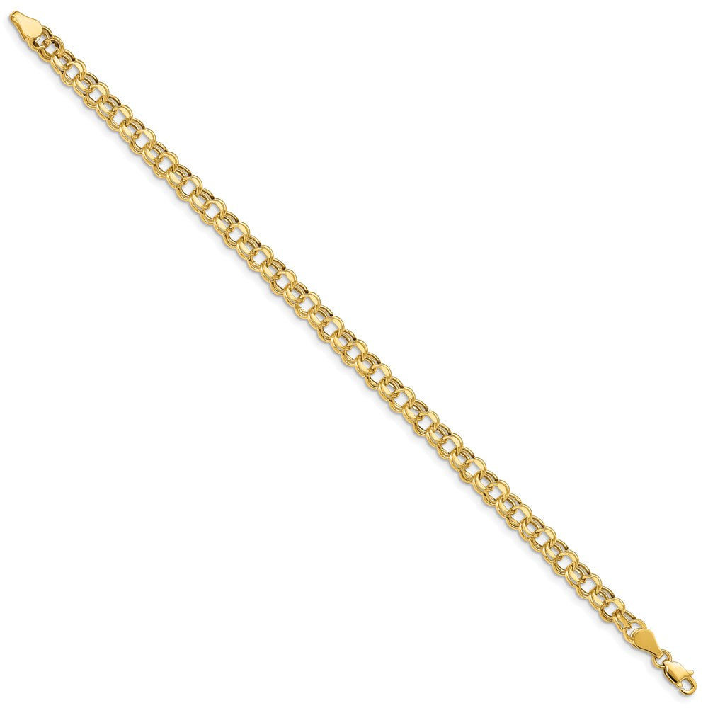 14k 5mm Hollow Double Link 8.25 inch Charm Bracelet