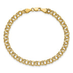 14k 5mm Hollow Double Link 7.25 inch Charm Bracelet