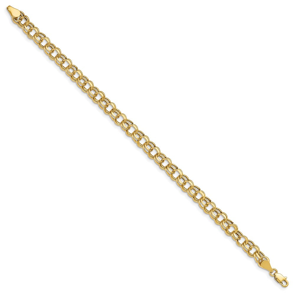 14k 6.25mm Hollow Double Link 8 inch Charm Bracelet
