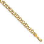 14k 6.25mm Hollow Double Link 8 inch Charm Bracelet