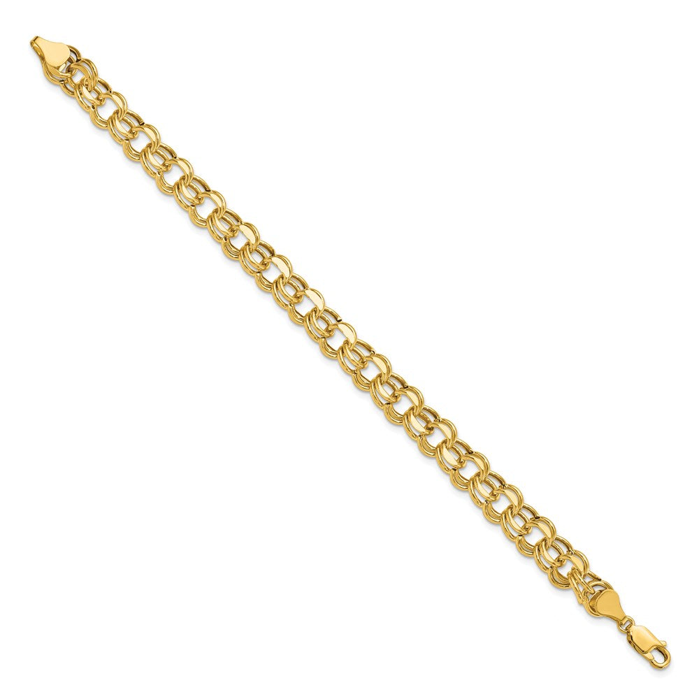 14k 9mm Hollow Double Link 8.25 inch Charm Bracelet