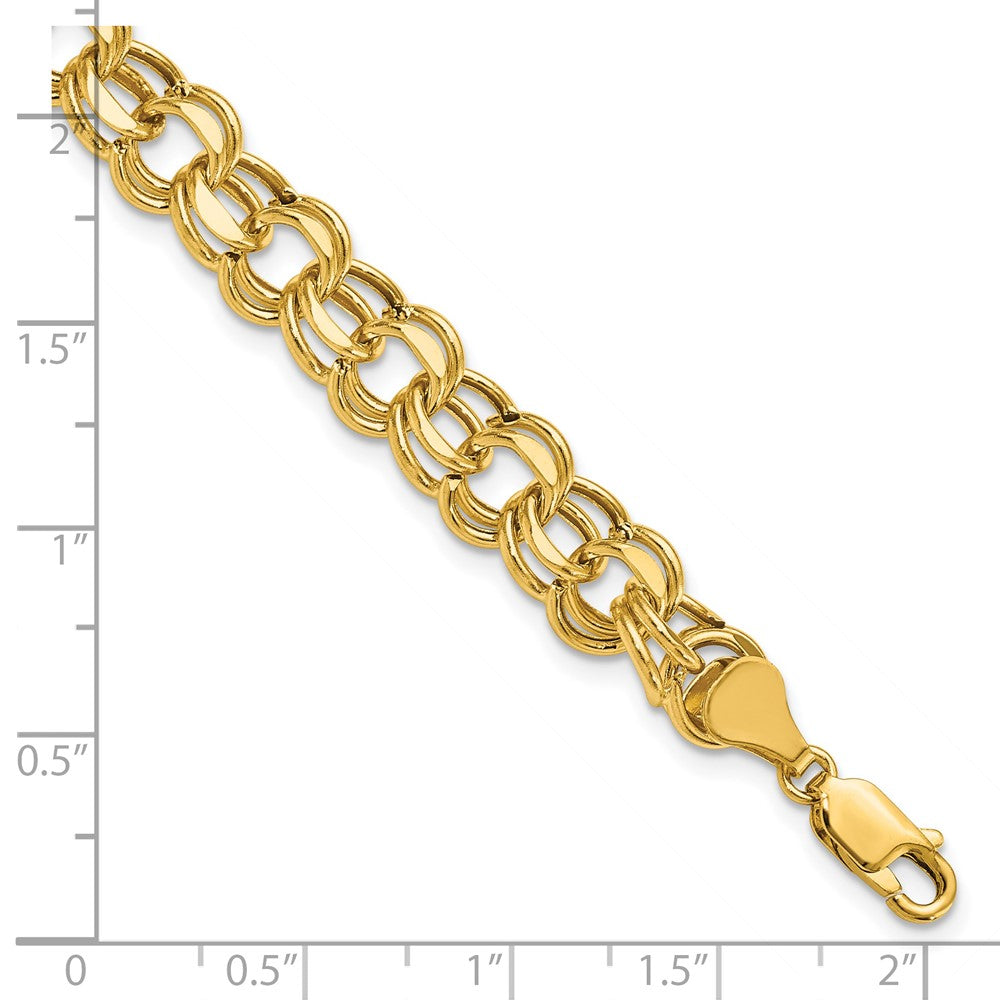 14k 9mm Hollow Double Link 8.25 inch Charm Bracelet
