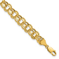 14k 9mm Hollow Double Link 8.25 inch Charm Bracelet