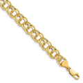 14k 9.5mm Hollow Double Link 8.25 inch Charm Bracelet